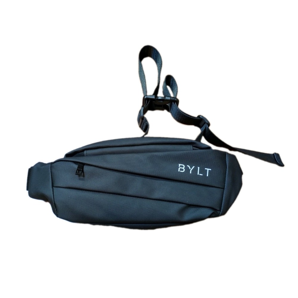 BYLT Black Waterproof Waist Pack Crossbody Bag 1.5L 2-Pocket Zipper Adjust Strap